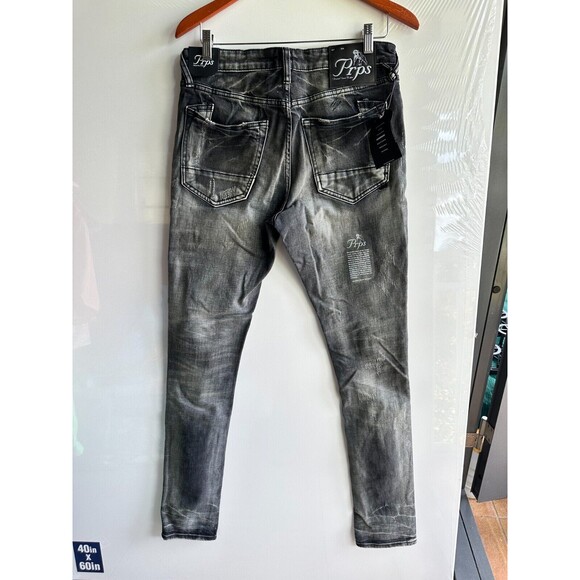 NWT $238 PRPS MEN'S JEANS 32  CAyenne RIPPED DESTROYED SUPER SKINNY BLACK - Picture 12 of 16